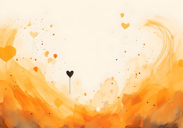 A painting of a heart on a yellow background abstract amber color hearts background invitation and