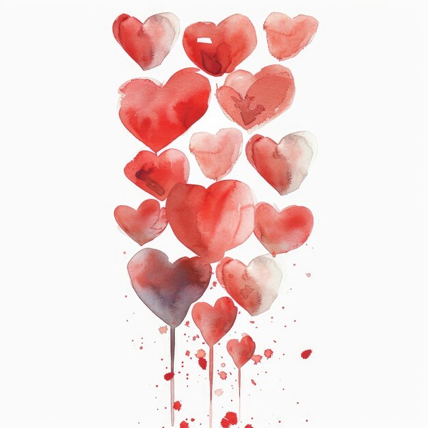 a painting of hearts with a red and white background