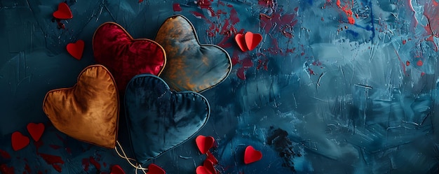 Photo a painting of hearts with the words love in the middle