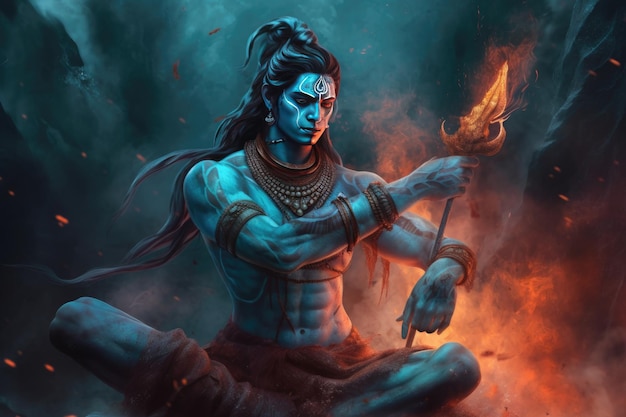 A painting of a hindu god