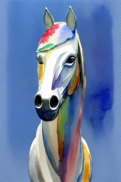 A Painting Of A Horse On A Blue Background