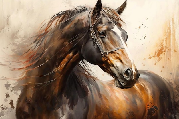 A painting of a horse with the date of 2014.