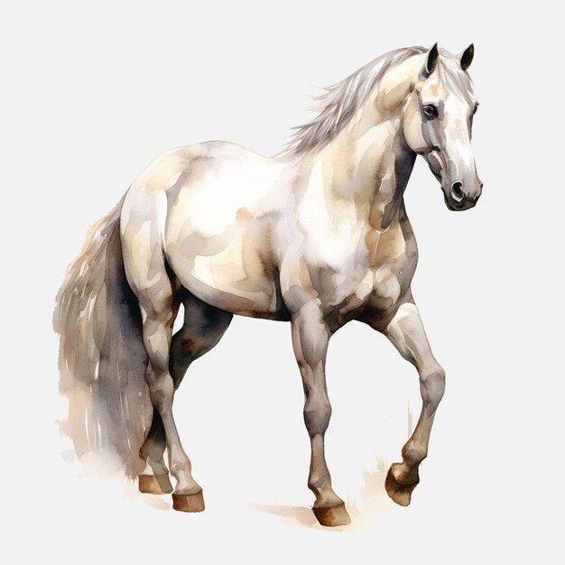 painting of a horse with a long mane and close up face