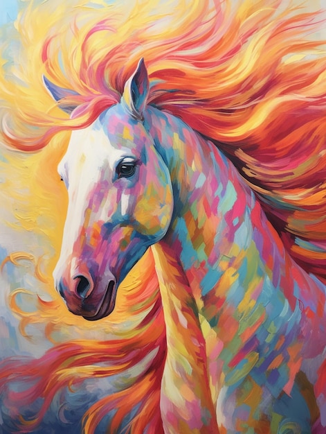 A painting of a horse with a mane that says " i'm a horse ".