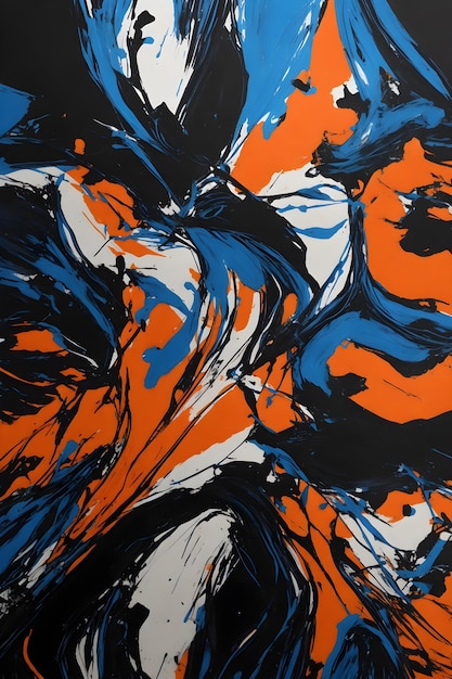 a painting of a horse with orange and blue colors