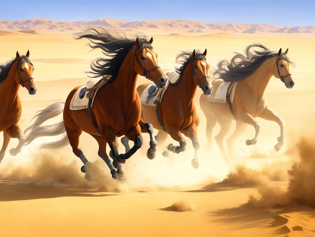 砂漠を走る馬の絵をaiで生成