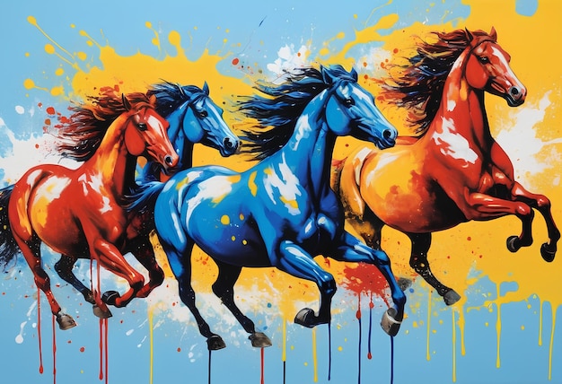 a painting of horses with the word quot wild quot on it