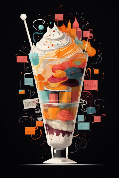 a painting of a ice cream cone with the word's on it