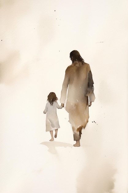 A painting of jesus and his father