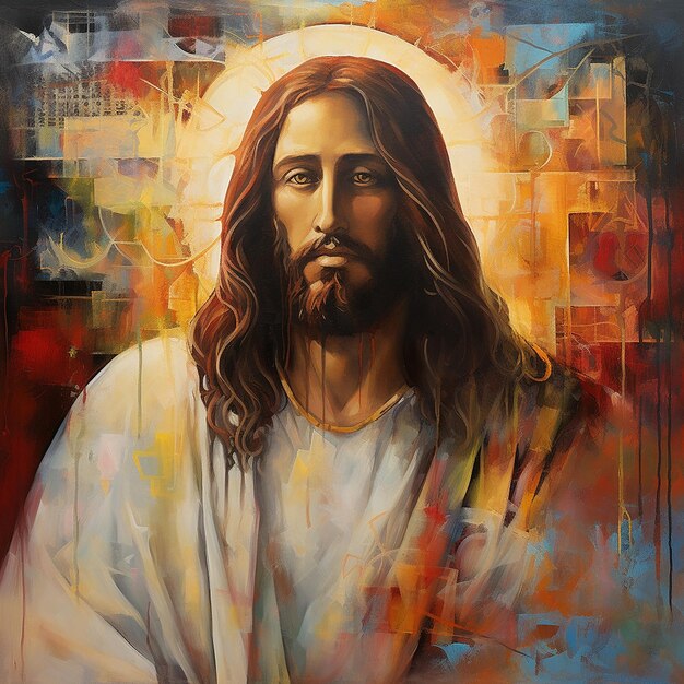 A painting of jesus with the word christ on it