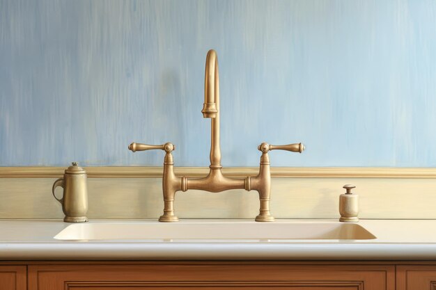 Photo a painting of a kitchen sink and faucet