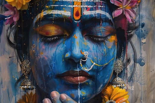 Photo painting of krishna generative ai