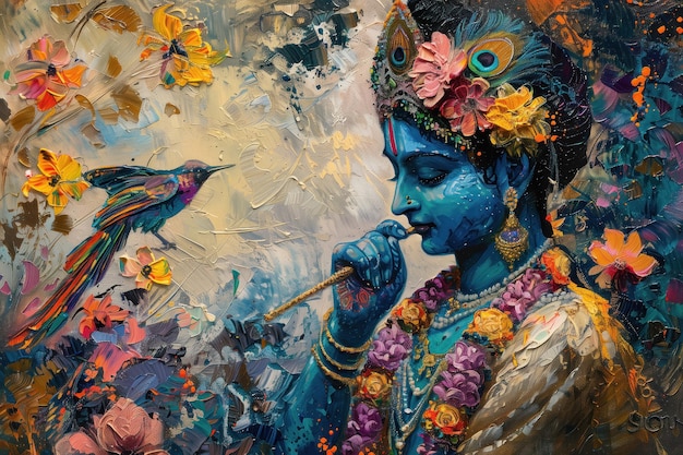 Photo painting of krishna generative ai