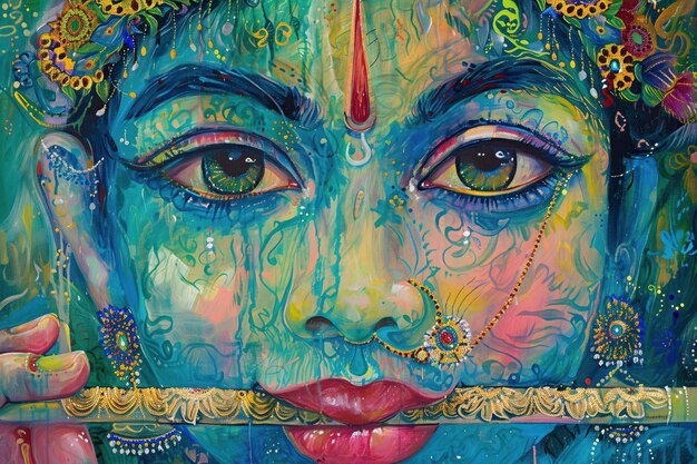 Photo painting of krishna generative ai