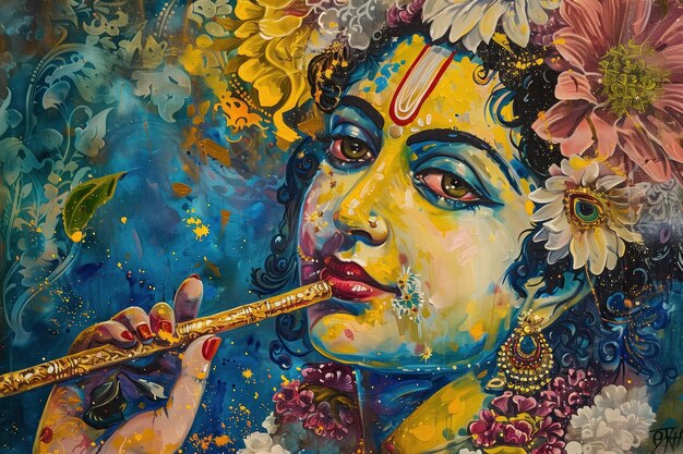 Photo painting of krishna generative ai