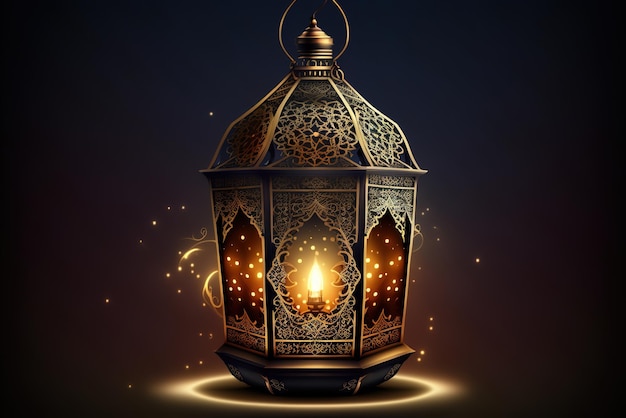 A painting of a lamp with the words ramadan on it