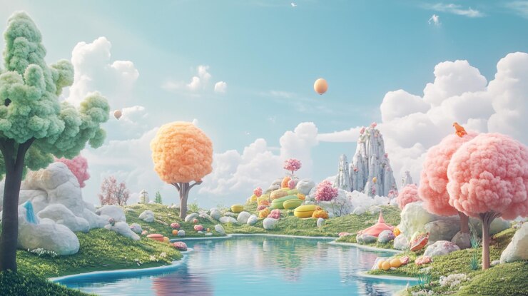 Photo 樹木と水彩画の風景の絵画