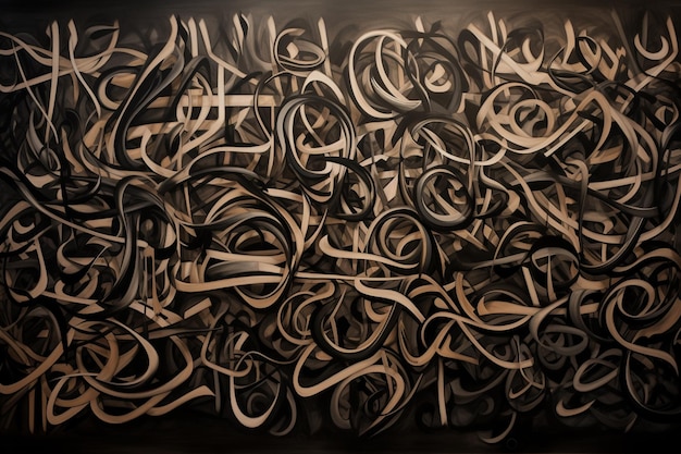 Photo a painting of a large number of tangled lines