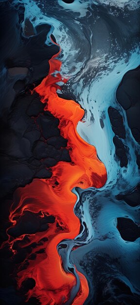 Photo a painting of a lava flow with the words  lava  on it