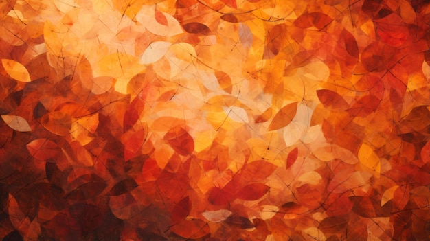 A painting of leaves on a wall