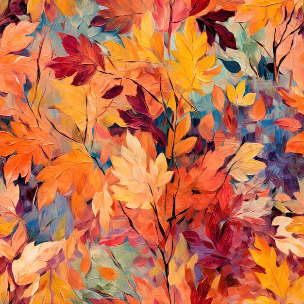 a painting of leaves with the word autumn on it
