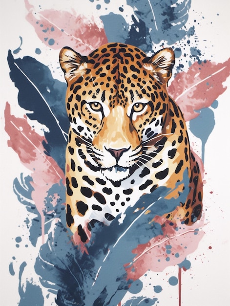 Photo painting of a leopard with a large generative ai