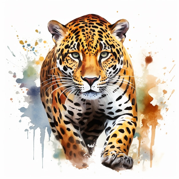 painting of a leopard with a white background. generative ai.