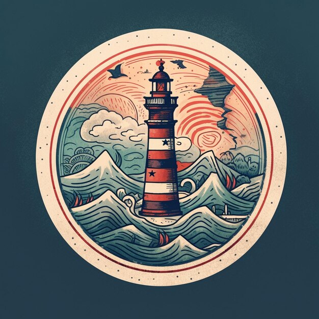 Photo a painting of a lighthouse with the words lighthouse on it