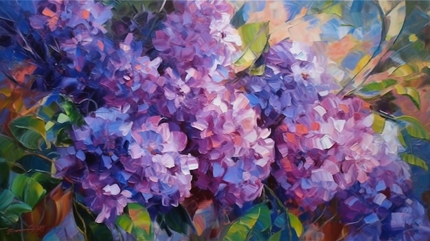 A painting of lilacs by the artist