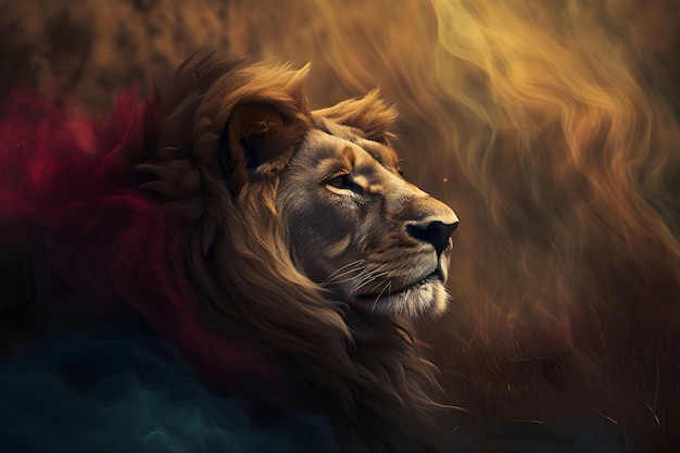 A painting of a lion's head