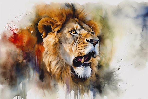 A painting of a lion's head