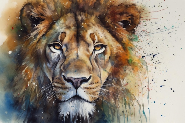 A painting of a lion's head