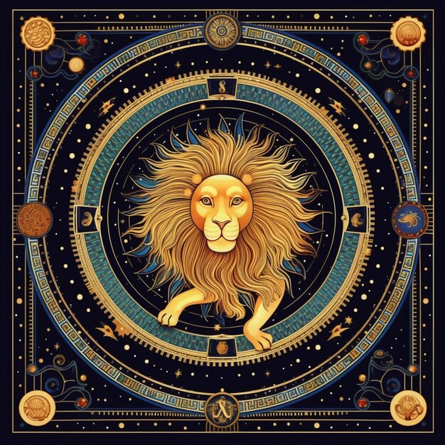 A painting of a lion with a gold crown and the word lion on it.