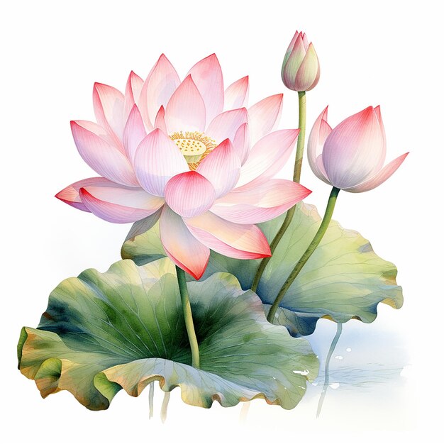 A painting of lotus flower watercolor