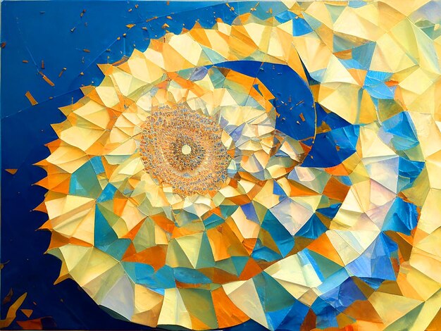 Photo painting made using fibonacci sequence wrinkles paper cut made impressionism style image download