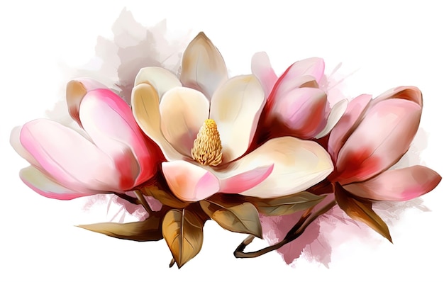 A painting of a magnolia flower.