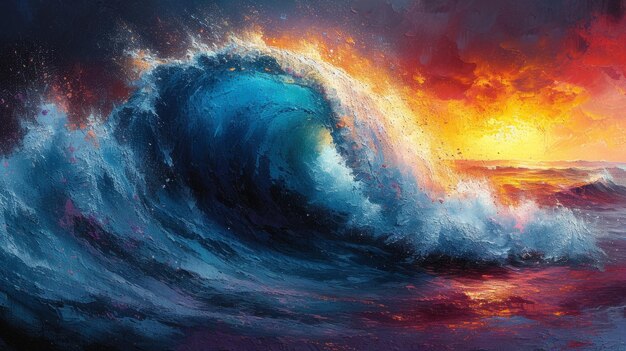 Картина величественной волны в океане