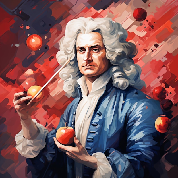 Photo a painting of a man holding an apple