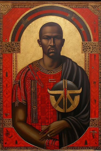 Photo a painting of a man holding a peace symbol