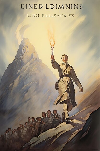 a painting of a man holding a torch with the words quot fire quot on it