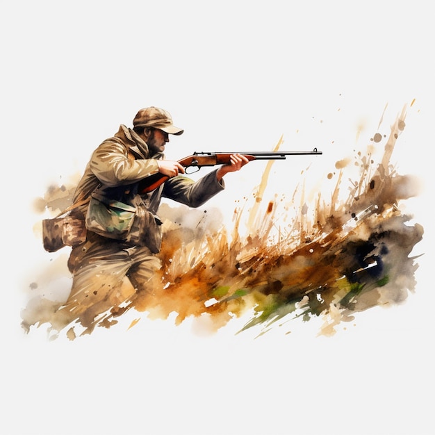 Photo painting of a man in a military uniform holding a rifle generative ai