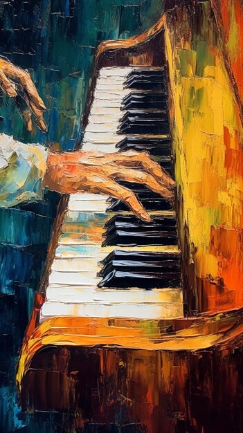 손으로 피아노를 연주하는 남자의 그림