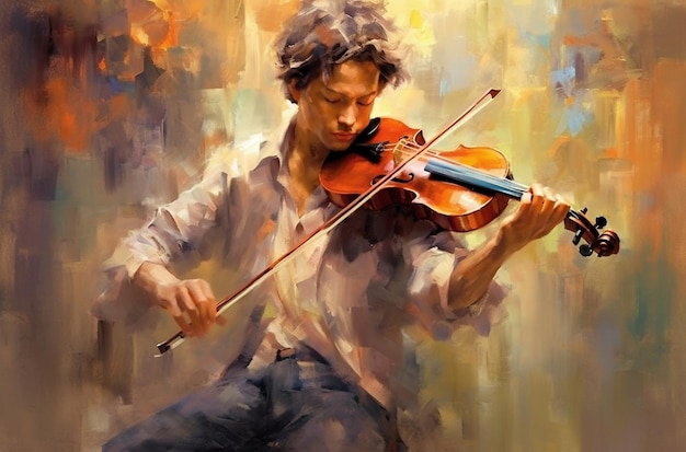 A painting of a man playing a violin