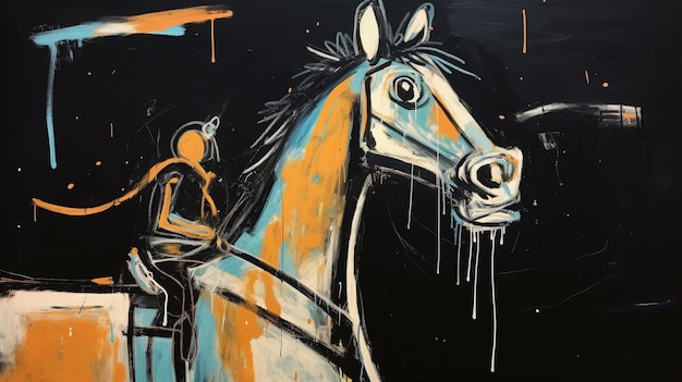 painting of a man riding a horse with a man on it generative ai