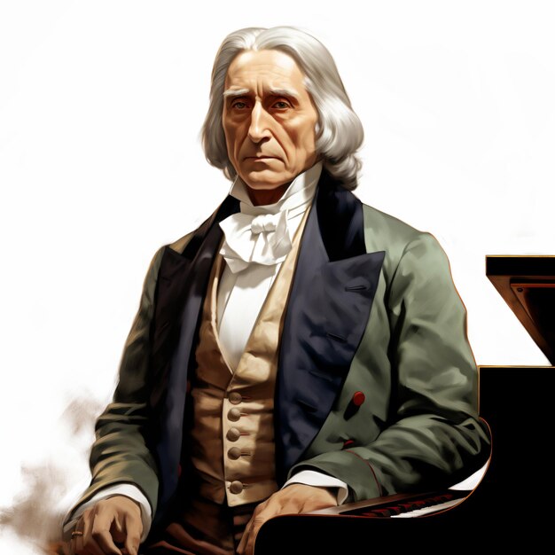 Photo a painting of a man sitting at a piano