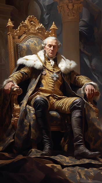 Photo a painting of a man sitting on a throne