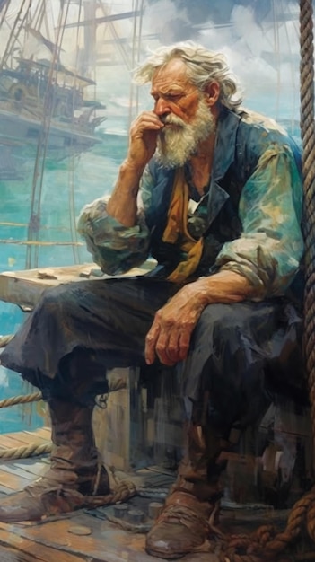 Photo a painting of a man smoking a cigarette