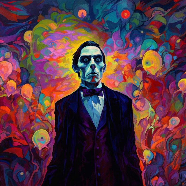 painting of a man in a tuxedo with a tie and bow tie generative ai