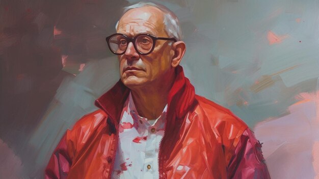 Photo a painting of a man wearing glasses