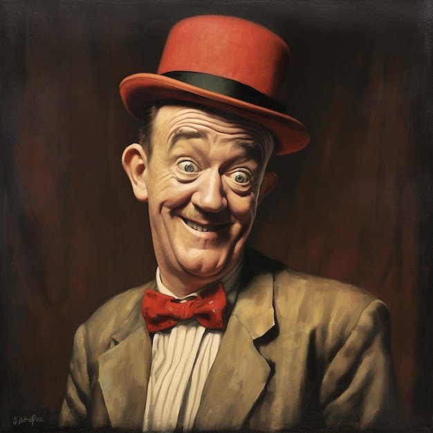 a painting of a man wearing a red top hat and a red top hat.